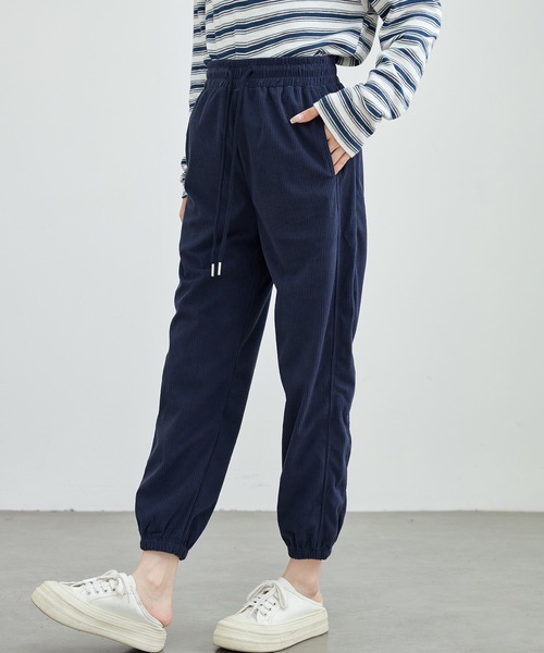 DAYRA パンツ コーデュロイ ウエスト イージー ジョガー パンツ