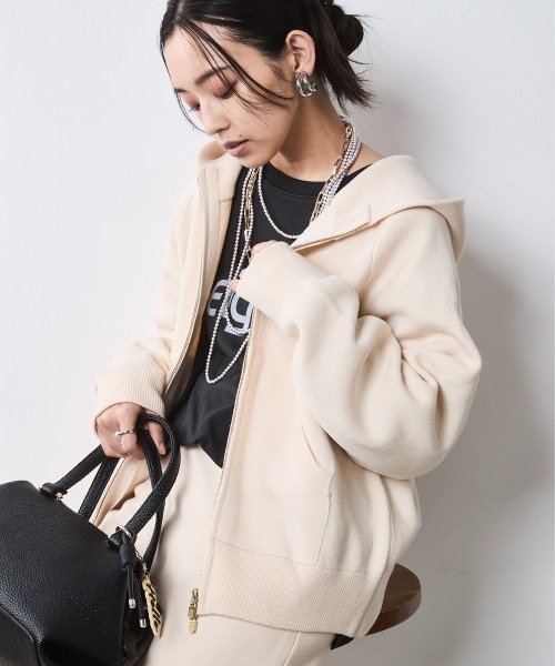 新品パーカー　XＬ　レディース CHIC STYLE（シックスタイル） パーカー ジップアップニットフーディ