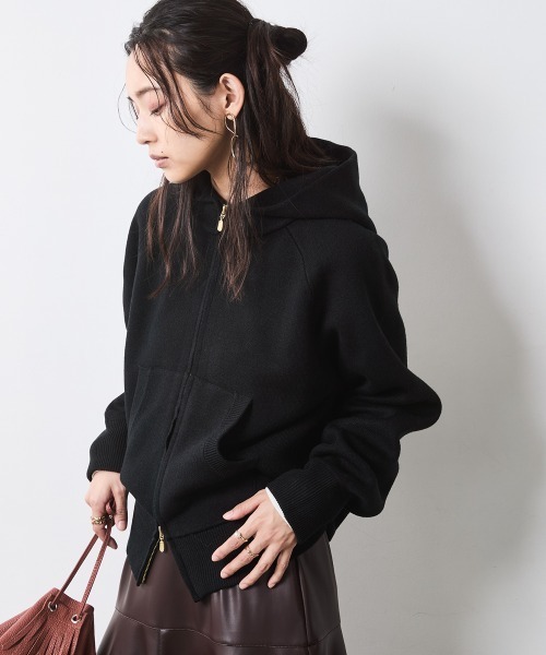 CHIC STYLE（シックスタイル） パーカー ジップアップニットフーディ