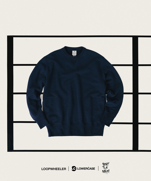 美品 LOOPWHEELER ネイビー スウェット LOOPWHEELER」 スウェットカットソー MEDIUM ネイビー メンズ