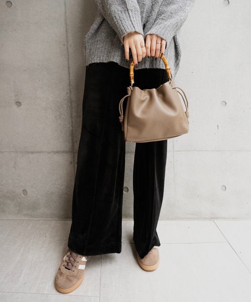 SHE HER HER HERS ハンドバッグ バンブーハンドルドロストバッグ