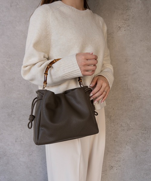 SHE HER HER HERS ハンドバッグ バンブーハンドルドロストバッグ