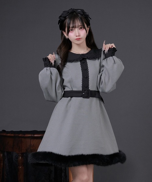 Pal elfy ワンピース ファー付き千鳥チェックワンピース : ZOZOTOWN