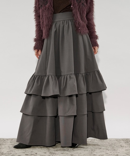 Ezick ロング スカート ruffle frill skirt ボリュームラッフル
