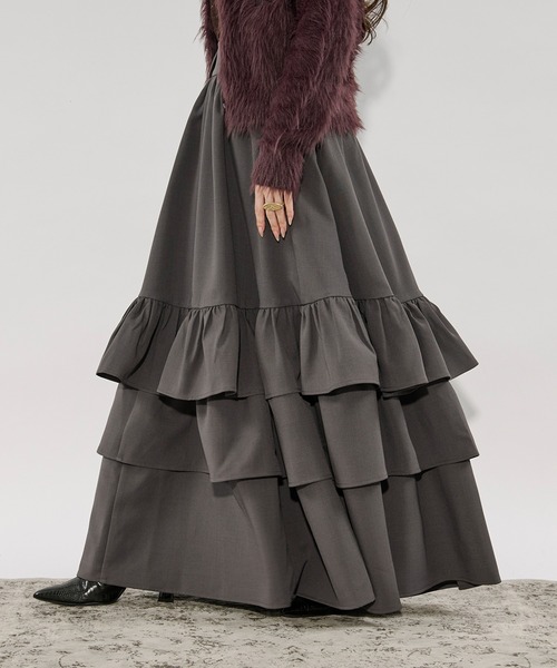 スカート 24aw Frill embroidery skirt eL】Frill Narrow Skirt/645553（スカート）｜eL（エル）の