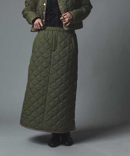 W：Huku スカート オニオン キルト サイド スリット スカート / Onion