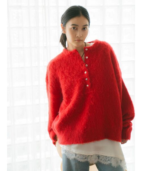 新品未使用！ungrid ヘンリーネック起毛ルーズニット ヘンリーネック起毛ルーズニット（ニット/セーター）｜Ungrid（アン