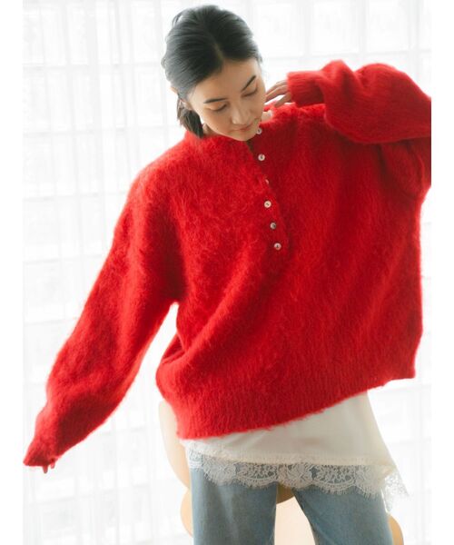 ヘンリーネック起毛ルーズニット 新品未使用！ungrid ヘンリーネック起毛ルーズニット - メルカリ