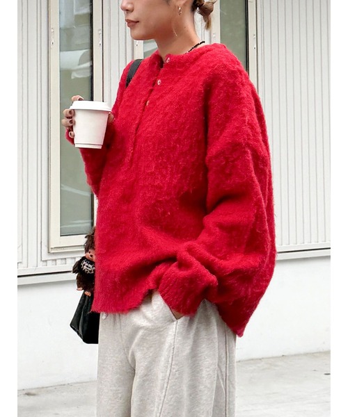 新品未使用！ungrid ヘンリーネック起毛ルーズニット Ungrid（アングリッド） ニット セーター ヘンリーネック起毛ルーズ