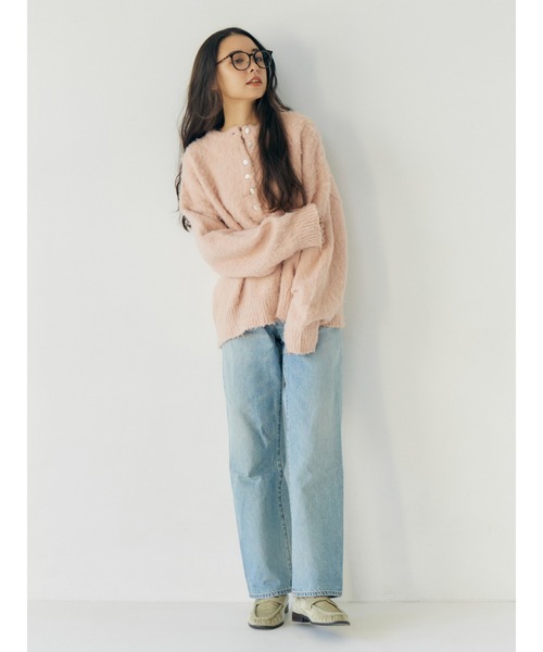 ヘンリーネック起毛ルーズニット Ungrid（アングリッド） ニット セーター ヘンリーネック起毛ルーズ