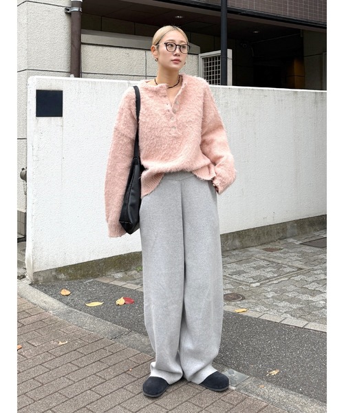 Ungrid（アングリッド） ニット セーター ヘンリーネック起毛ルーズ