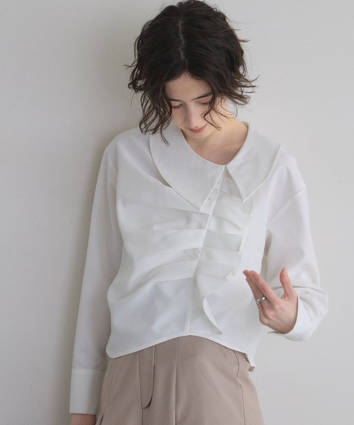 &. NOSTALGIA（ノスタルジア） ブラウス シャツ フリルタックブラウス