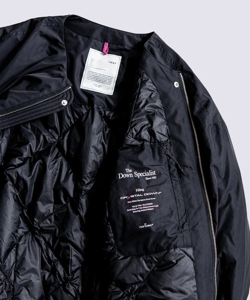 ダウンジャケット ダウン 「YDOT」COLLARLESS BOMBER DOWN JACKET メンズの画像