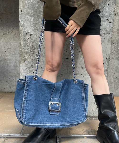 未使用 24s Roger Vivier デニム チェーンショルダーバッグ Roger&Raw（ロジャーアンドロウ） ショルダーバッグ バッグ デニム