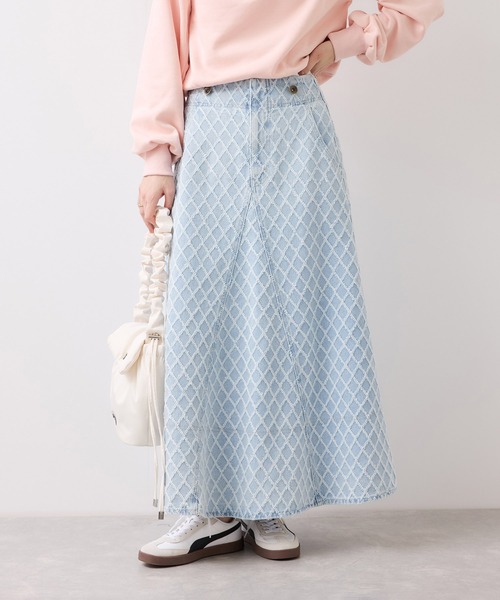 v.m　パラスパレス　デニムスカート　フィッシュテール　日本製　ウエストゴム v.m ヴーム 2023 パラスパレス 綿麻 デニムスカート 日本製 NAVY