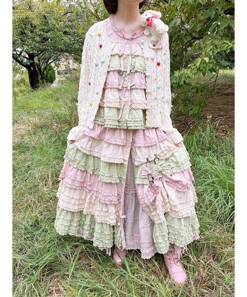 PINK HOUSE（ピンクハウス） ブラウス シャツ 配色フリルノースリーブ