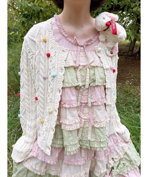 PINK HOUSE（ピンクハウス） ブラウス シャツ 配色フリルノースリーブ