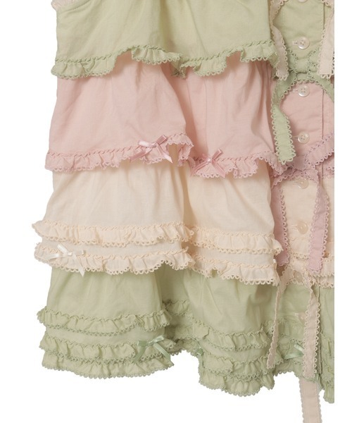 PINK HOUSE（ピンクハウス） ブラウス シャツ 配色フリルノースリーブ