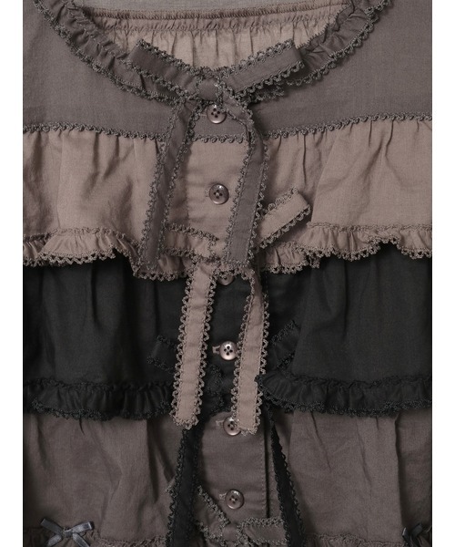 PINK HOUSE（ピンクハウス） ブラウス シャツ 配色フリルノースリーブ