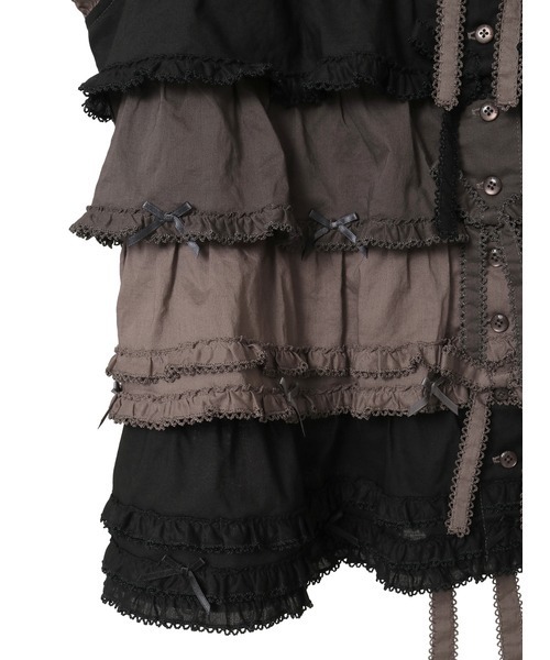 PINK HOUSE（ピンクハウス） ブラウス シャツ 配色フリルノースリーブ