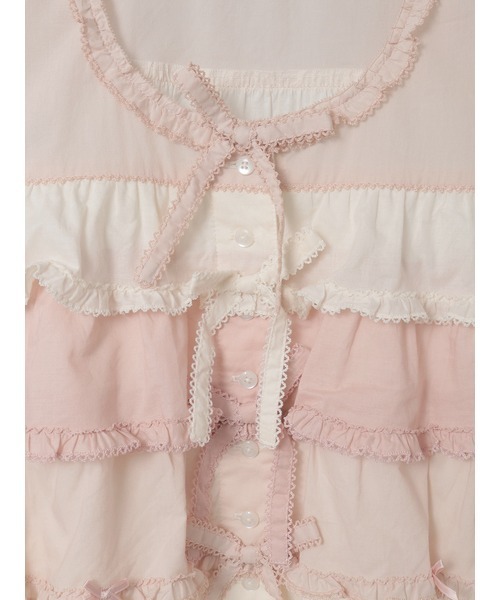 PINK HOUSE（ピンクハウス） ブラウス シャツ 配色フリルノースリーブ