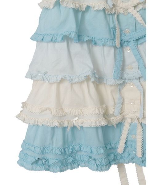 PINK HOUSE（ピンクハウス） ブラウス シャツ 配色フリルノースリーブ