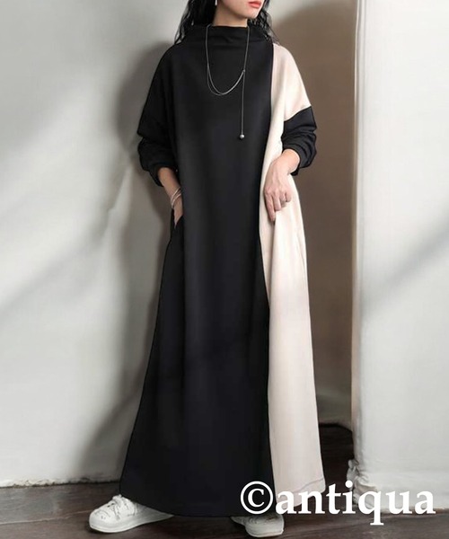 装飾付き黒長袖ワンピース 楽天市場】Aラインワンピース 全2色 パール飾り 襟付き ウエストマーク