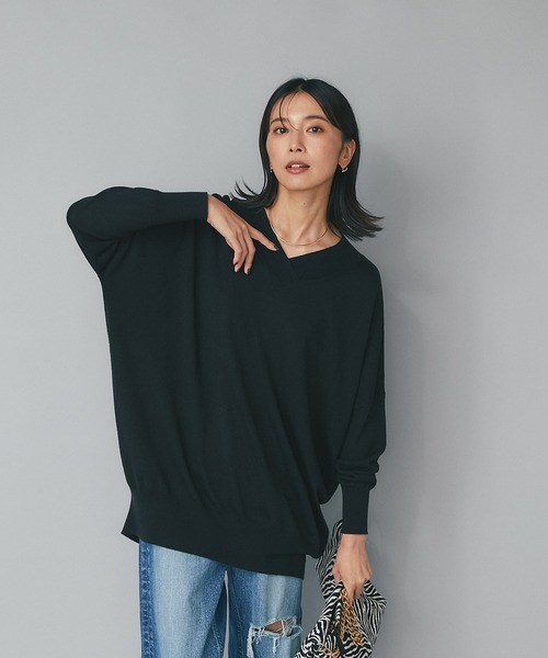 「RIVE DROITE」 長袖ニット FREE ダークグレー レディース_画像4