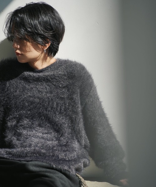 「WYM LIDNM」 長袖ニット L ブラウン メンズ_画像9