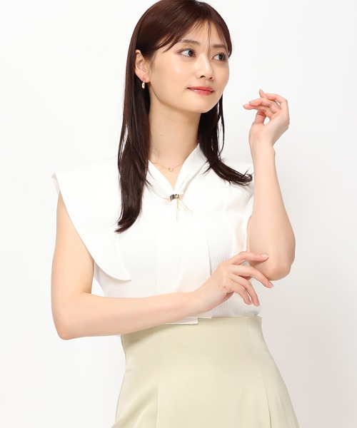 「MISCH MASCH」 半袖ニット フリ- ライトグレー レディース_画像7