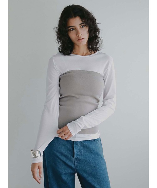 カットソー　ドローイングナンバーズ　メッシュ　カットソー　グレー　シアー　長袖 セール】【on:nue】[お気に入り登録数26,000突破！][着用動画あり