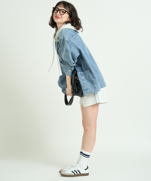 A.D.C.L. パンツ デニムサイドライン トラックショートパンツ