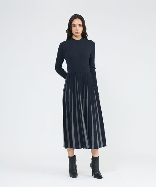 「EPOCA」 ニットワンピース 38 ブラック レディースの画像