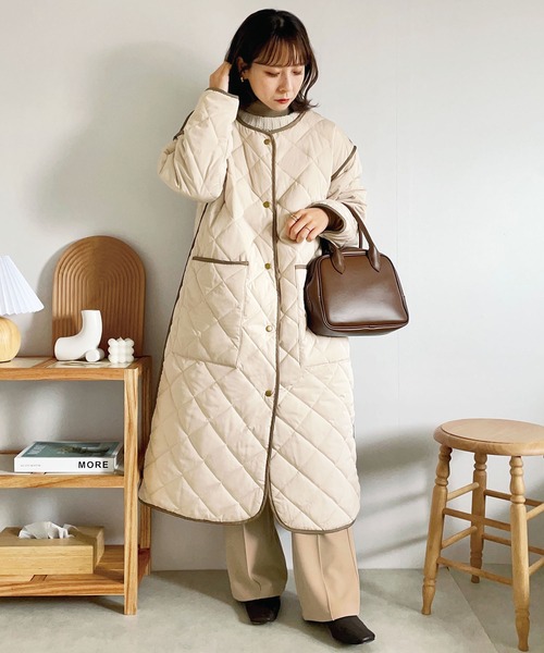 「GeeRA」 ノーカラーコート X-LARGE アイボリー レディース_画像2