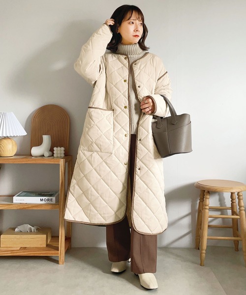 「GeeRA」 ノーカラーコート X-LARGE アイボリー レディース_画像8