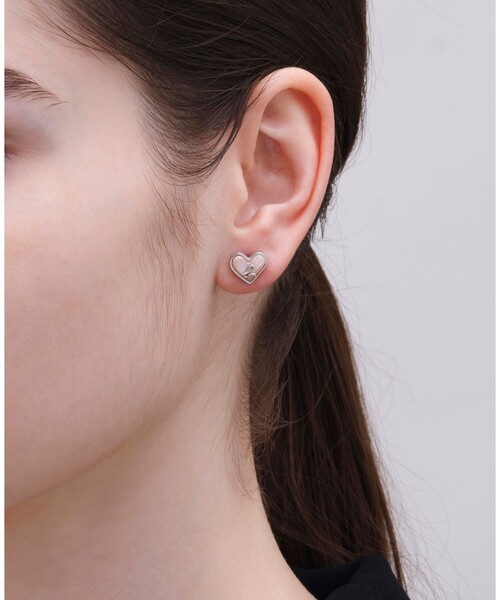 agnes b.（アニエスベー） ピアス b.”ロゴ ハート パール ピアス