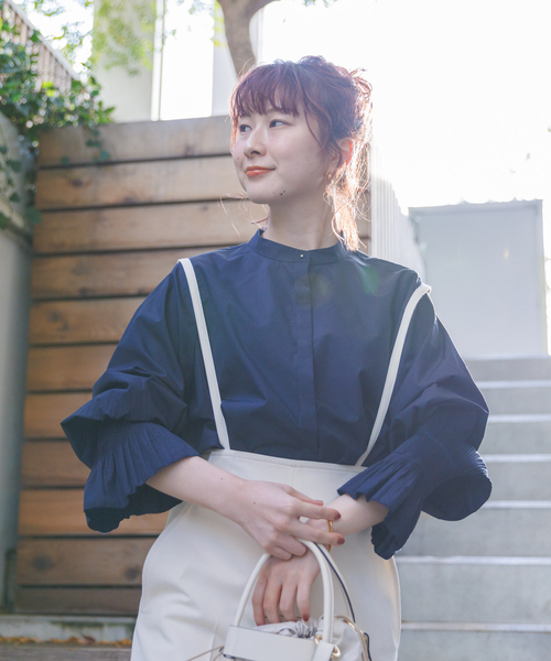 「Rouge vif」 長袖ブラウス フリー ネイビー レディース_画像9