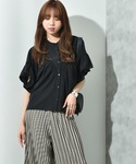 ブラウス シャツ V切替タックデシンブラウス ...の詳細画像4
