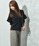 ブラウス シャツ V切替タックデシンブラウス ...の詳細画像5