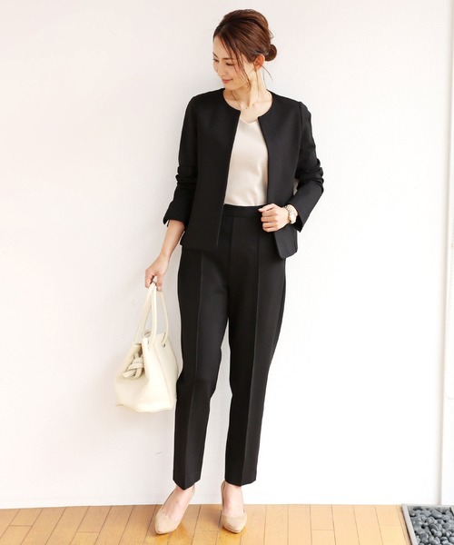 「andme」 ノーカラージャケット M ライトブラウン レディース_画像2