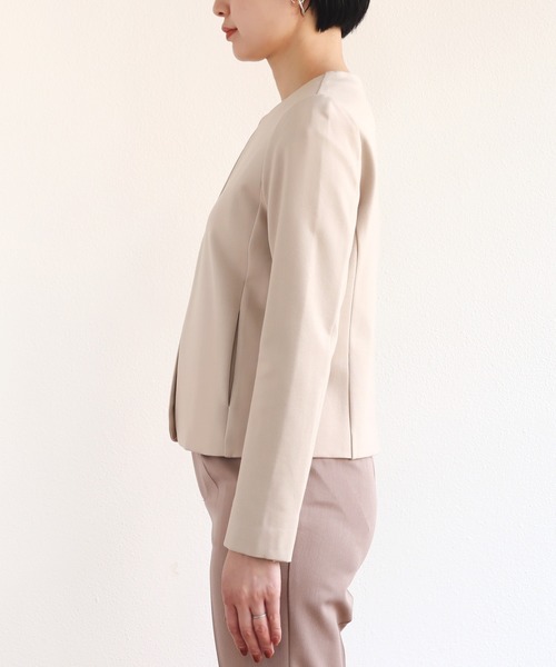 「andme」 ノーカラージャケット M ライトブラウン レディース_画像4