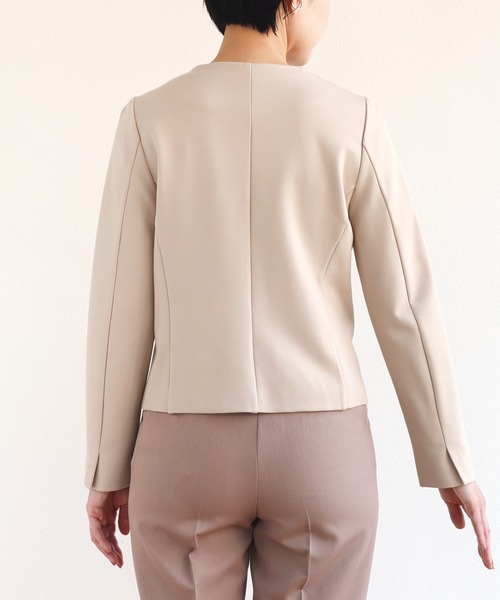 「andme」 ノーカラージャケット M ライトブラウン レディース_画像5