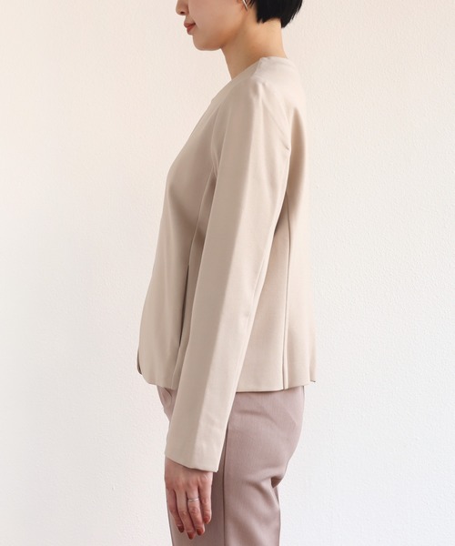 「andme」 ノーカラージャケット M ライトブラウン レディース_画像7