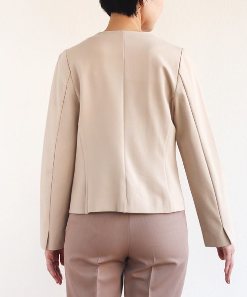 「andme」 ノーカラージャケット M ライトブラウン レディース_画像8