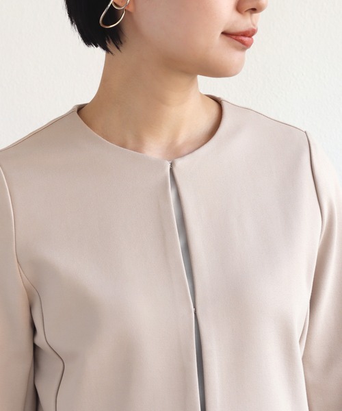 「andme」 ノーカラージャケット M ライトブラウン レディース_画像9