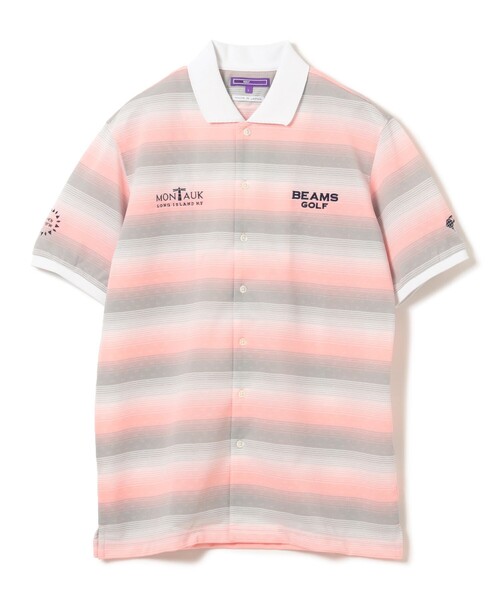 BEAMS GOLF ゴルフシャツ XL ピンク/ホワイト新品未使用 BEAMS GOLF（ビームス ゴルフ） ポロシャツ 半袖 PURPLE LABEL