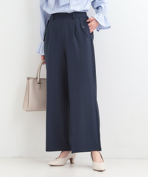 ワイドパンツ パンツ 「洗濯機可/S-LL」フラップポケットがアクセント ヘリンボーンワイドパンツ レディース | SHOO・LA・RUE | 02