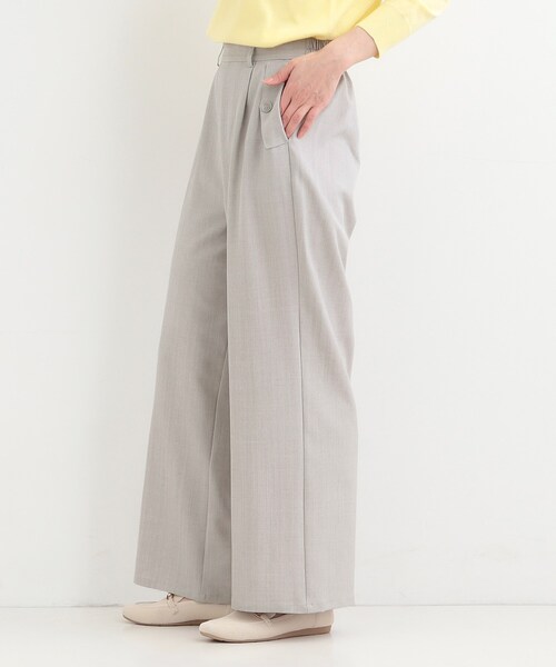 ワイドパンツ パンツ 「洗濯機可/S-LL」フラップポケットがアクセント ヘリンボーンワイドパンツ レディース | SHOO・LA・RUE | 05