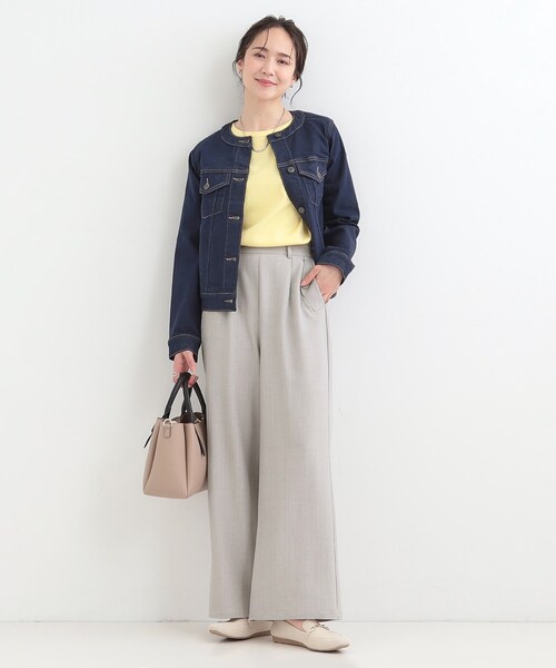 ワイドパンツ パンツ 「洗濯機可/S-LL」フラップポケットがアクセント ヘリンボーンワイドパンツ レディース | SHOO・LA・RUE | 06