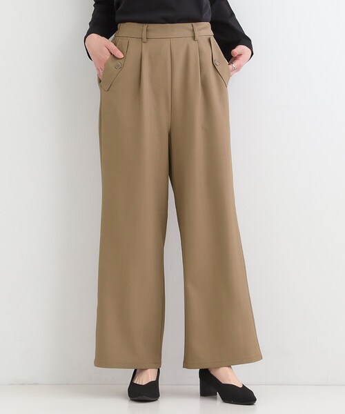 ワイドパンツ パンツ 「洗濯機可/S-LL」フラップポケットがアクセント ヘリンボーンワイドパンツ レディース | SHOO・LA・RUE | 08
